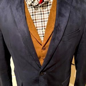 Lauren Mens Microsuede Navy Blazer, sz. 42R